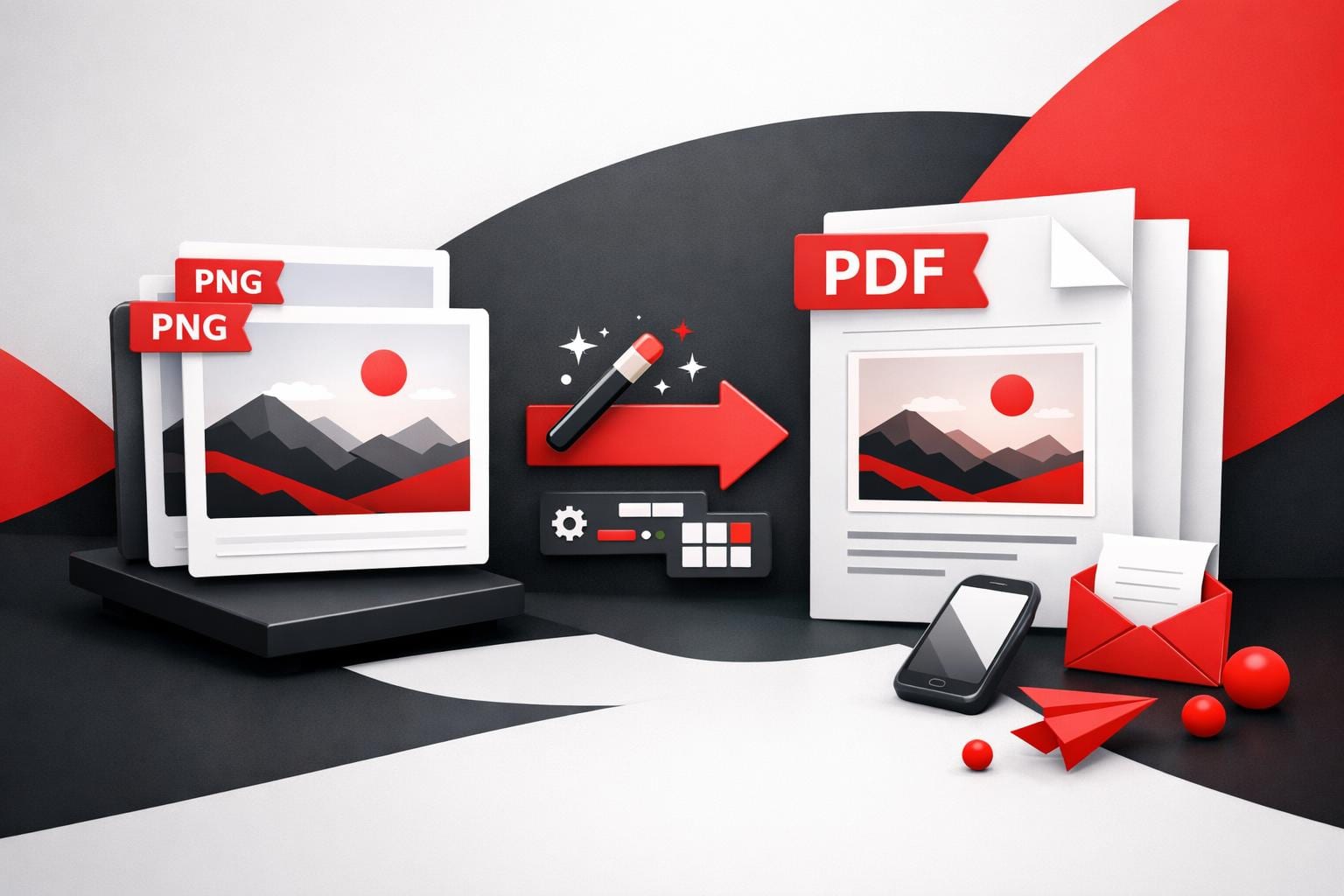 PNG images converted to a PDF file